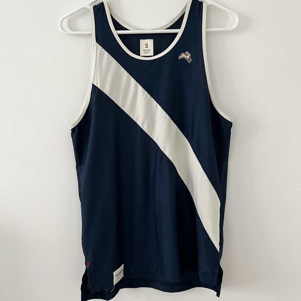 Tracksmith Blue and White Athletic Tank Top